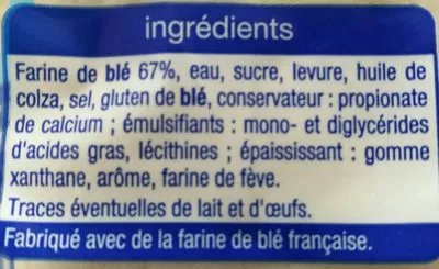 Lista de ingredientes del producto Carré de mie Auchan 345 g