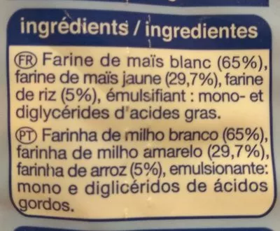 Lista de ingredientes del producto Penne sans gluten mais et riz Auchan 