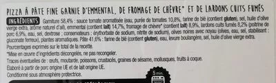 Lista de ingredientes del producto Pizza chèvre lardons Auchan 450 g