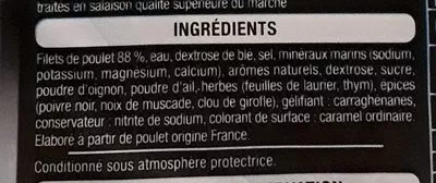 Lista de ingredientes del producto Blanc de poulet doré au four Auchan 120 g