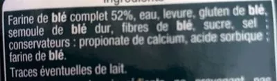 Lista de ingredientes del producto Muffins au blé complet Auchan 250 g