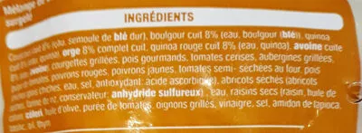 Lista de ingredientes del producto Poêlées céréales et légumes Auchan 750 g