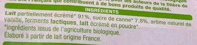 Lista de ingredientes del producto A boire Auchan, Auchan Bio 4 x 180 g