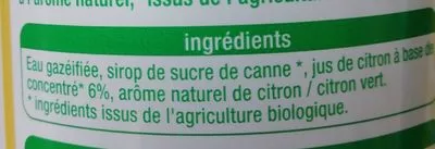 Lista de ingredientes del producto Boisson pétillante citron Auchan 1 L