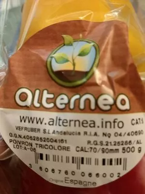 Lista de ingredientes del producto Poivrons trois couleurs Origine ESPAGNE Alternea 