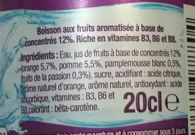 Lista de ingredientes del producto Sun Multivitaminé Refresco France 