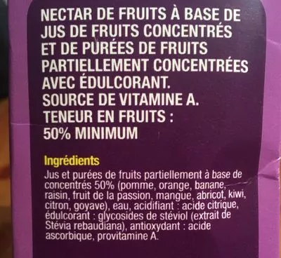 Lista de ingredientes del producto Nectar multifruits Sun 