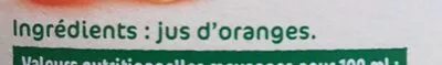 Lista de ingredientes del producto jus orange Andros 1,5 L