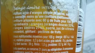 Lista de ingredientes del producto Orange amère Intense Bonne Maman 335 g