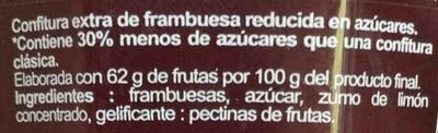 Lista de ingredientes del producto Intense mermelada de frambuesa Bonne Maman 335 g