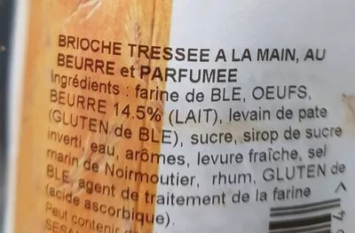 Lista de ingredientes del producto Brioche Vendéenne Sicard 400 g