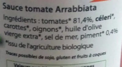 Lista de ingredientes del producto Sauce tomate Arrabbiata  