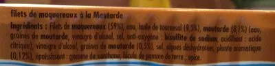 Lista de ingredientes del producto Filets de maquereaux à la moutarde La belle iloise 112,5 g