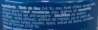 Lista de ingredientes del producto Rillettes de lieu aux baies de Sichuan La belle-iloise 60 g