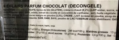 Lista de ingredientes del producto Eclair chocolat  