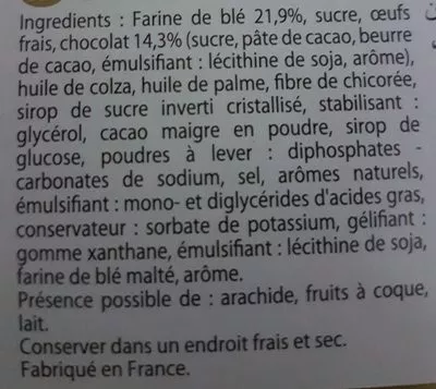 Lista de ingredientes del producto Chocolate bars Jacquet 