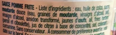 Lista de ingredientes del producto Sauce Pommes Frites Bénédicta, Heinz, Heinz France 85 g e