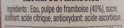 Lista de ingredientes del producto Nectar de framboise Charles Papillon 25cl