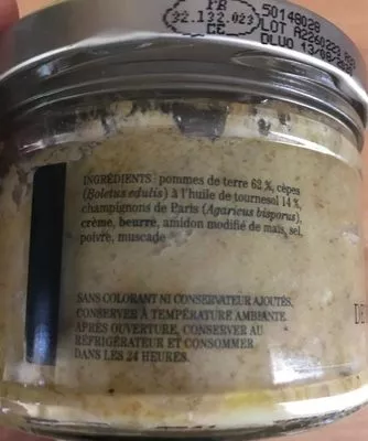 Lista de ingredientes del producto L'écrasée de pommes de terre aux cèpes Comtesse du Barry 