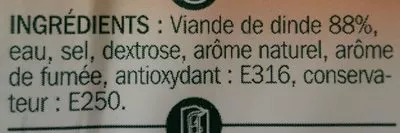 Lista de ingredientes del producto Lardons de volaille fumés Tradilège, Marque Repère 2 x 75 g