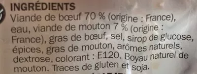 Lista de ingredientes del producto Merguez x 12 Marque Repère, Férial 660 g