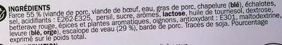 Lista de ingredientes del producto Paupiettes de veau x 6 Férial, Marque Repère 780 g