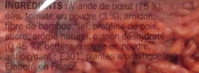 Lista de ingredientes del producto Viande hachée spécial bolognaise 20 % Mat. Gr. Férial, Marque Repère 500 g