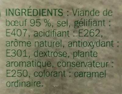 Lista de ingredientes del producto Rôti de boeuf cuit 4 tranches Tradilège, Marque Repère 120 g