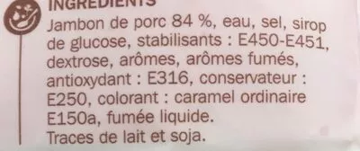 Lista de ingredientes del producto Râpé de jambon fumé 2 x 75 g Herta, Marque Repère, Tradilège 150 g