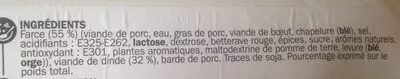 Lista de ingredientes del producto Paupiettes de dinde x 3 Férial,  Marque Repère 390 g