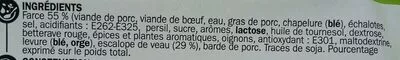 Lista de ingredientes del producto Paupiettes de veau x 3 Férial, Marque Repère 390 g