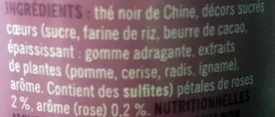 Lista de ingredientes del producto Thé "Love" Quai Sud 