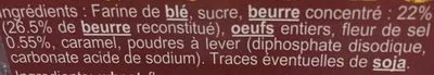 Lista de ingredientes del producto Galettes Beurre à la Fleur de Sel DV SAS 180 g