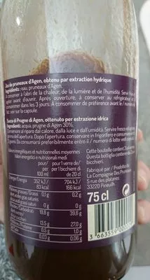 Lista de ingredientes del producto Jus de Pruneaux d'agen La Vie Claire 