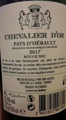 Lista de ingredientes del producto Vin chevalier d'or 