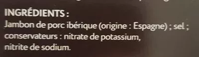 Lista de ingredientes del producto Jambon ibérique L'origine Du Goût 