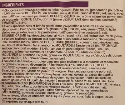 Lista de ingredientes del producto Petits fours traiteur Mix Buffet 235 g (16 pièces de 30 g environ)