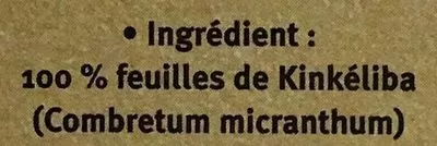 Lista de ingredientes del producto Kinkéliba Les Infusions d'Afrique, Racines SA 40 g (25 sachets)