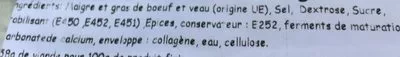 Lista de ingredientes del producto Salami Sec de Boeuf André Krief 400 g