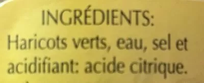 Lista de ingredientes del producto Haricots verts plats Esmeralda 