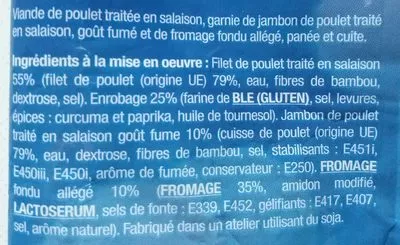 Lista de ingredientes del producto Cordon Bleu de Poulet Isla Mondial 500 g