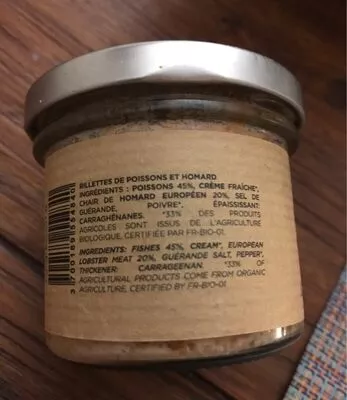 Lista de ingredientes del producto Rillettes au homard Européen Kaviari 