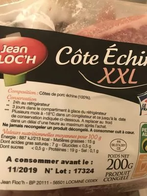 Lista de ingredientes del producto Cote de porc dans l'echine Jean Floc’h 