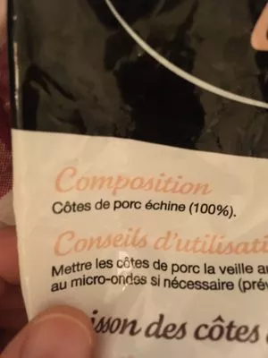 Lista de ingredientes del producto Côtes de porc échine Jean floc'h 