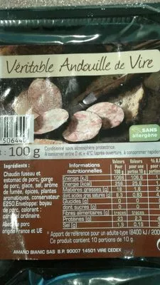 Lista de ingredientes del producto 100G 12 Tranches Andouille De Vire Charles Amand  