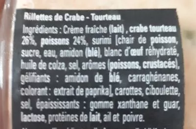 Lista de ingredientes del producto Rillettes de Crabe - Tourteau  