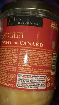 Lista de ingredientes del producto cassoulet confit de canard  