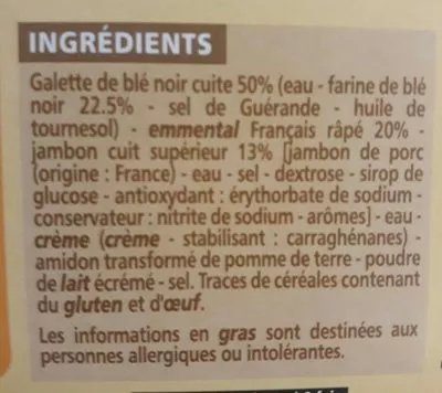 Lista de ingredientes del producto 4 friands à la viande Tous les jours 440 g