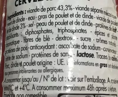 Lista de ingredientes del producto Cervelas choix Tous les jours 400 g