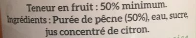 Lista de ingredientes del producto Nectar de Pêche Terre de Crau, Organisation Des Producteurs Du Mas St. Paul 1 L